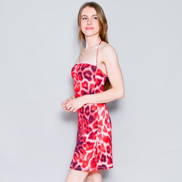 JUST CAVALLI Beachwear Red Animal Print Mini Dress $538 Small EUC - Picture 5 of 6